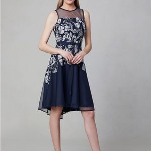 Illusion Neck Fit & Flare Dress